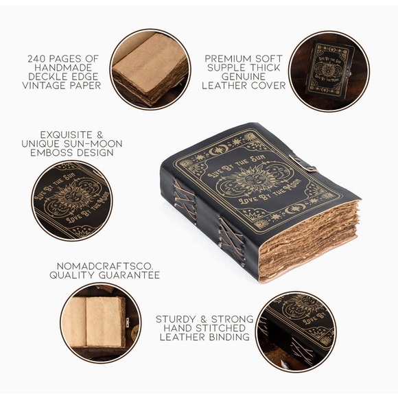 🕯✨Handwoven 100% Genuine Leather & Cotton Celestial Journal ✨🕯Spellbook … - Picture 17 of 17